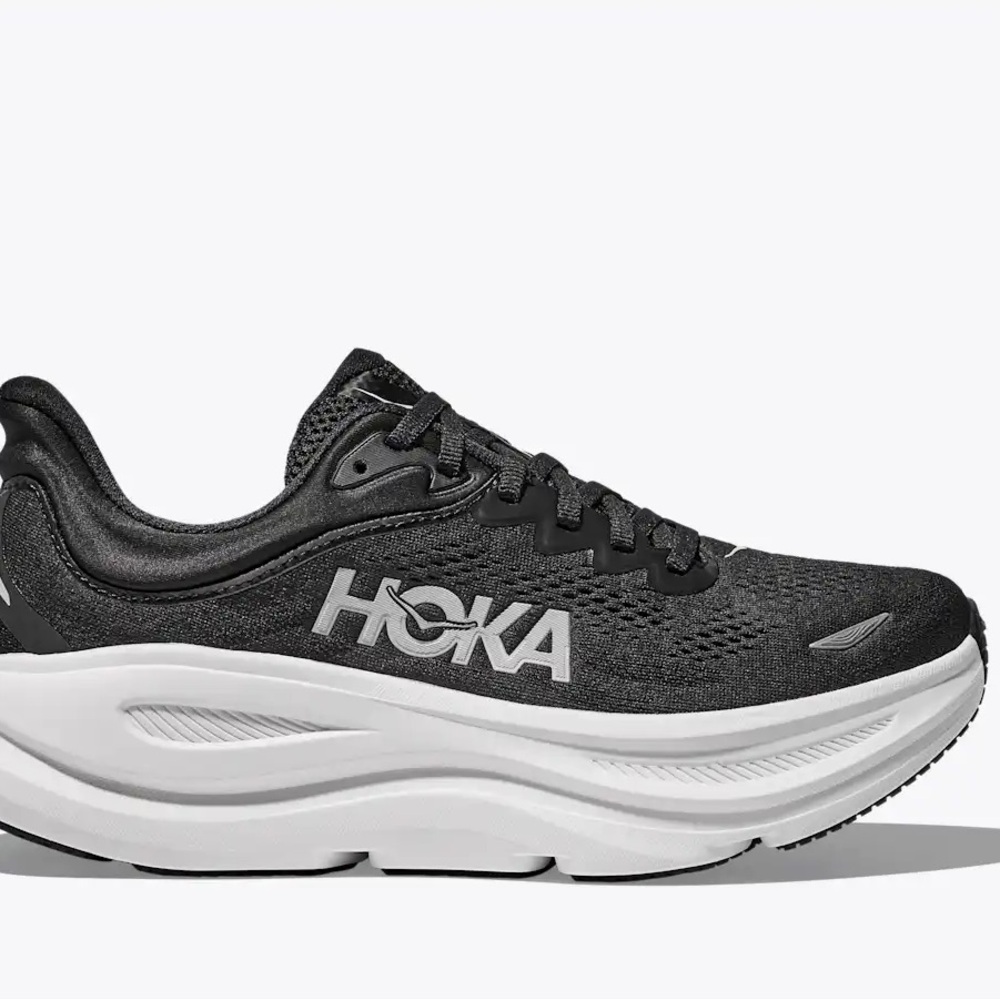 Hoka Bondi 9 Women's Black and White Sneakers